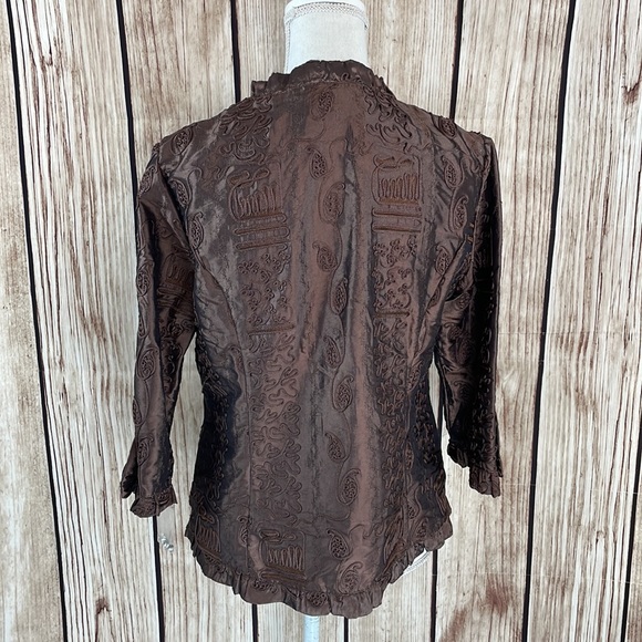 Agora Ruffle Jacket with Jewel Accents - Medium NWOT - Picture 5 of 5